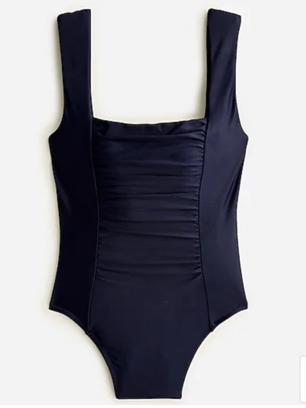J. Crew Navy Ruched Square Neck One-Piece Swimsuit Size 24 Style BF179